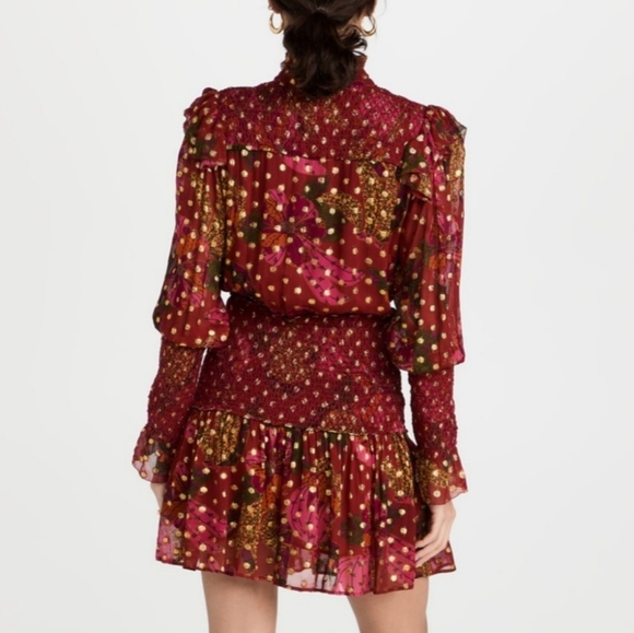 Farm Rio Bannana Flowers Smocked Mini Dress Size Small - Picture 2 of 16